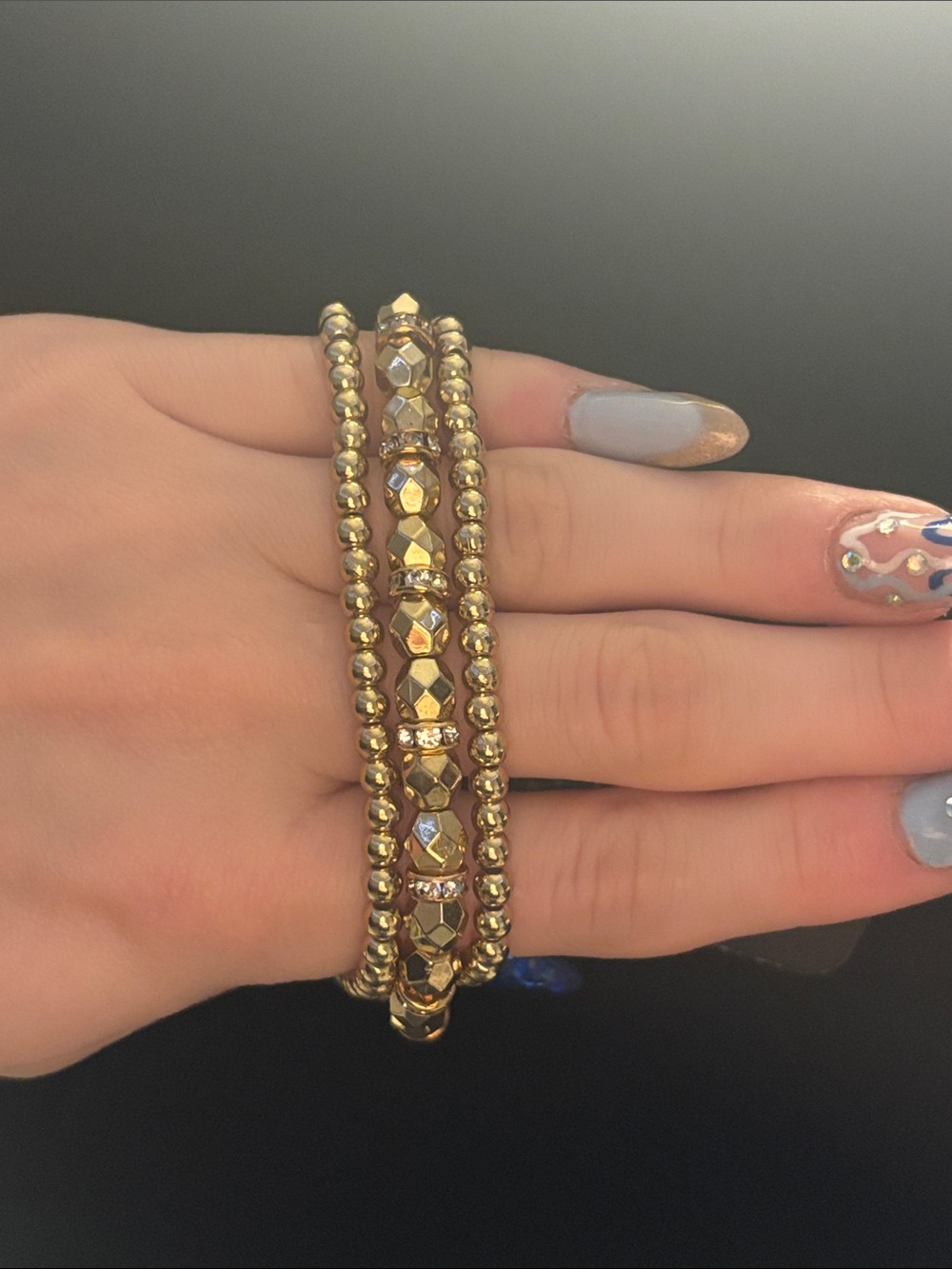 paparazzi Gold Beaded Stretch Bracelet Trio